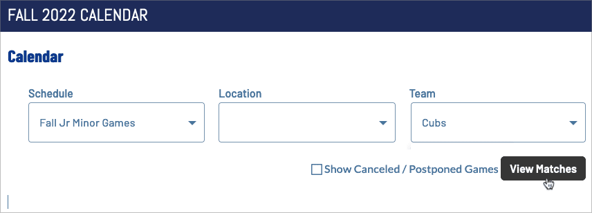 View Matches selected